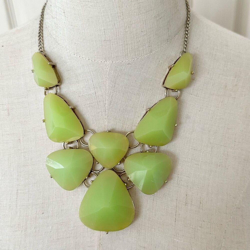 Green gold tone statement necklace